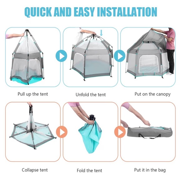 Bend River baby Playpen with Canopy, Portable Baby Beach Tent - Picture 9 of 10